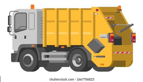 Yellow Garbage Truck. Vector, EPS 10