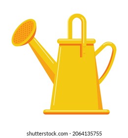 Yellow garden watering can vector cartoon illustration isolated on a white background.