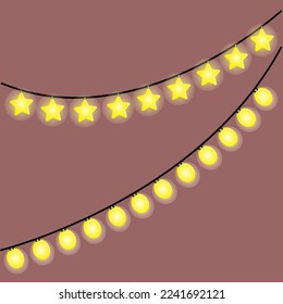 guirlande jaune. guirlande sous forme d'étoiles. peut être utilisé comme décoration pour une carte postale pour créer une ambiance ou un confort de Nouvel An
