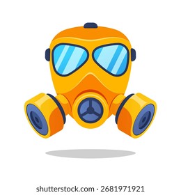Vector de máscara de gas amarillo aislado sobre fondo blanco.