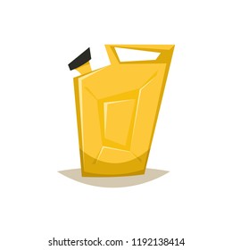 Yellow gasoline canister. Flat vector illustration in cartoon style isolated on white background.