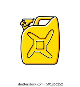 Yellow gasoline fuel jerry can isolated.