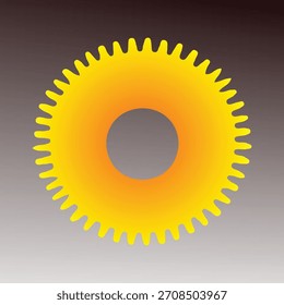 A yellow gear with an orange gradient on a gray background illustration