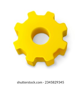 Yellow gear wheel for machinery isolated on white background. Vector illustration