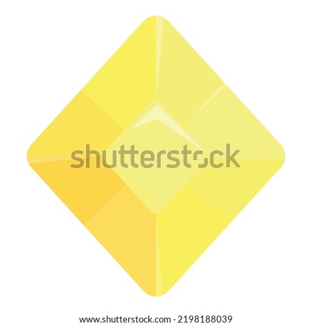 Yellow gem icon cartoon vector. Crystal stone. Shiny shape