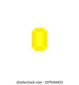 Yellow gem stone on white background