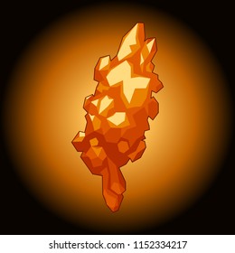 Yellow gemstone on a black background. Vector image