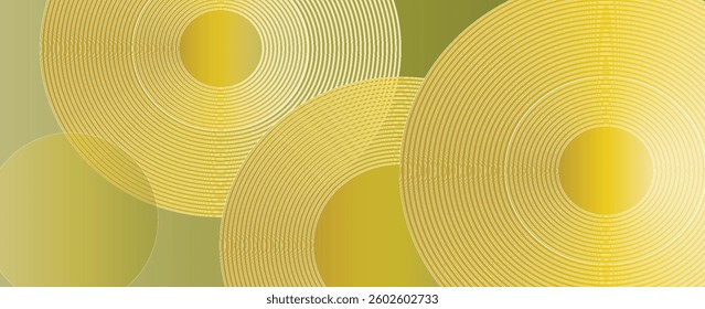 yellow geometric abstract background overlapping layers on bright space with line effect decoration. Circle style concept modern graphic design element for banner, flyer, card. vector
