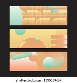 Yellow geometric abstract patterned banner vectors set