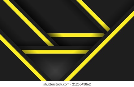 Plantilla abstracta geométrica amarilla que contrasta con el fondo negro. Puedes usar para diseño corporativo, portadas de folletos, libros, banners web, anuncios, carteles, volantes, volantes. Ilustración del vector