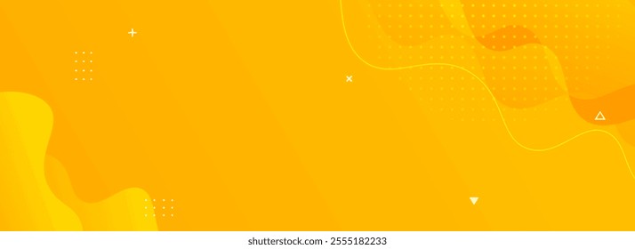 Yellow geometric background with liquid color design. Features fluid shapes composition, ideal for modern banners, posters, digital projects, and creative visual presentations.