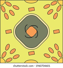 Yellow geometric background tile, seamless pattern