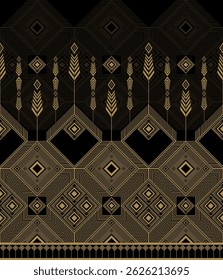 yellow Geometric Ethnic boho pattern,fabric, tile, carpet, vector,
illustration design, on black background , bookcase Packaging Astec ,national flannel scarf , print screen  