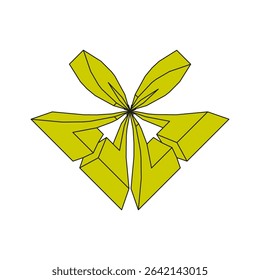 Yellow geometric form. Origami folded shape. Polygon vector icon. Bold abstract figure