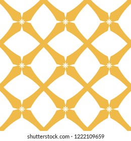 Yellow geometric grid texture. Abstract seamless pattern in oriental style. Luxury vector background. Simple graphic ornament with square grid, lattice, net, mesh, repeat tiles. Stylish modern design