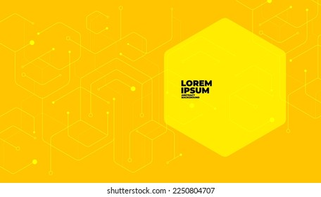 Yellow geometric hexagon lines and dots connection banner template.