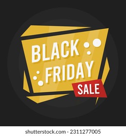 A yellow geometric illustration with the words "black Friday sale" in bold against a black background.