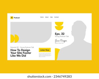 Yellow Geometric Pattern Podcast Landing Page UI Kit Template