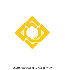 Diseño abstracto del patrón geométrico amarillo del rombo aislado en fondo transparente. Las Formas entrelazadas crean elementos visuales únicos y modernos para diversas aplicaciones.
