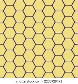 Yellow geometric seamless honeycomb pattern illustration, vector isolated for backgrounds.