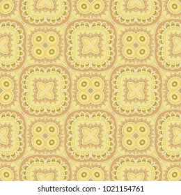 Yellow geometric seamless ornamental vector pattern