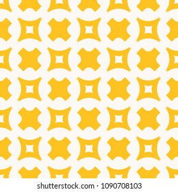 Yellow geometric seamless pattern with crosses and squares. Simple funky style texture. Abstract repeatable colorful background. Stylish modern design for gift paper, fabric, textile, home decor