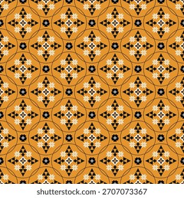 Yellow Geometric Seamless Pattern with Floral Star Motifs