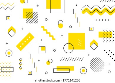 Yellow geometric shapes background vector