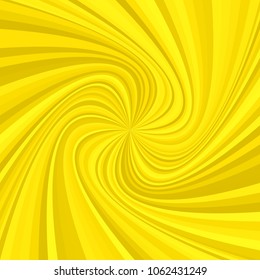 Yellow geometric spiral background - vector graphic design from twisted rays in colorful tones