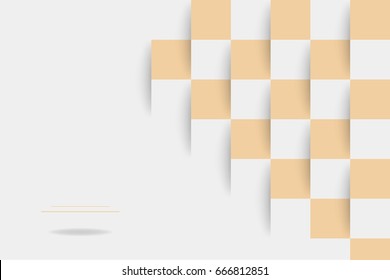 yellow, geometric square with shadow texture. space for text. Vector background. Illustration of abstract paper cut with squares. Graphics Pattern design for poster, web, cover, brochure.