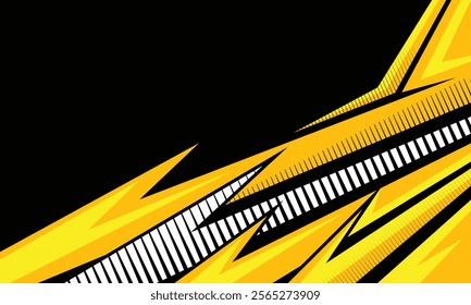 Yellow geometric stripes racing background for car wrap vinyl sticker