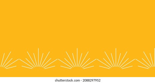 Yellow geometric sunshine border repeat retro mid century illustrations inspired by Palm Springs summer. Vector illustration. Fun and cute summer surface design.