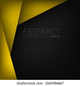 Yellow geometric vector background overlap layer on black space for text design