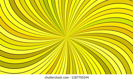 Yellow geometrical abstract swirl background - vector design with curved striped rays