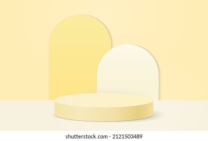Yellow geometrical background with a product podium.