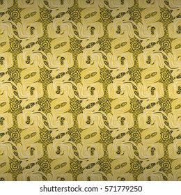 yellow geometrical seamless pattern in stripes style. Colored, symmetric design for wallpaper, banner, surface or other purpose. Vector background. Simple tessellated repeatable backdrop.
