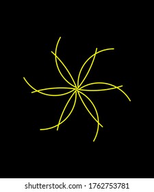 Yellow geometry flower.vector with black isolated background