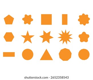Yellow Geometry Icons Collection, Vector EPS File.
