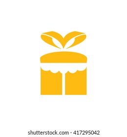 Yellow gift box icon vector illustration