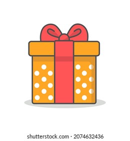Gelbe Geschenkbox einzeln. Vektorgrafik