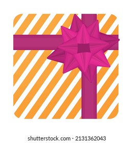 caja de regalo amarilla con arco rosa