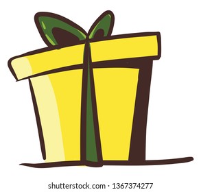 A yellow gift box vector or color illustration