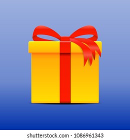 Yellow gift box vector illustration.