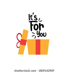 Yellow gift box vector. It's for you gift vector. 