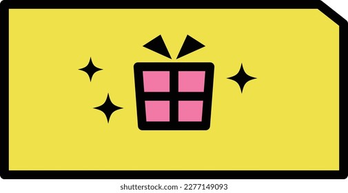 Yellow gift certificate icon with gift mark