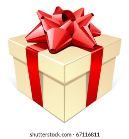 Yellow gift with gold bow vector illustration