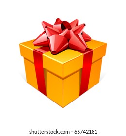 Yellow gift with red bow vector illustration