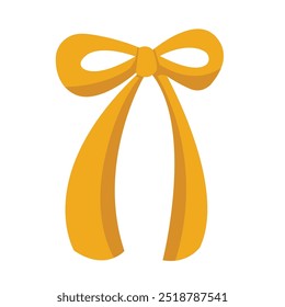 Yellow gift ribbon bow vector illustration, isolated on white background