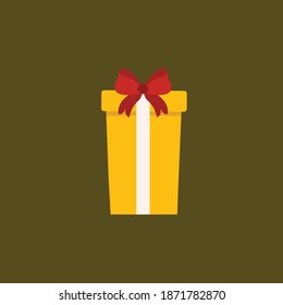 yellow gift ribbon christmas icon set