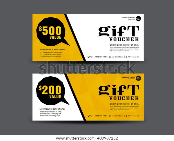 Yellow Gift Voucher Banner Templatecoupon Designticket Stock Vector